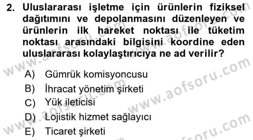Uluslararası İşletmecilik Dersi 2025 - 2026 Yılı (Vize) Ara Sınav Soruları 2. Soru
