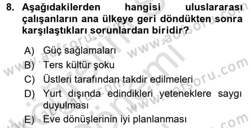 Uluslararası İşletmecilik Dersi 2025 - 2026 Yılı (Final) Dönem Sonu Sınav Soruları 8. Soru