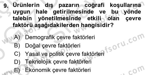 Uluslararası İşletmecilik Dersi 2025 - 2026 Yılı (Final) Dönem Sonu Sınav Soruları 9. Soru