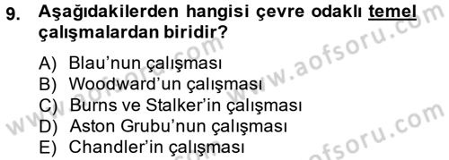 Örgüt Kuramı Dersi 2012 - 2013 Yılı (Vize) Ara Sınavı 9. Soru