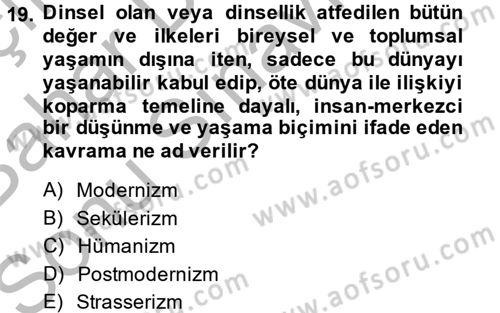 Örgüt Kuramı Dersi 2014 - 2015 Yılı (Final) Dönem Sonu Sınav Soruları 19. Soru