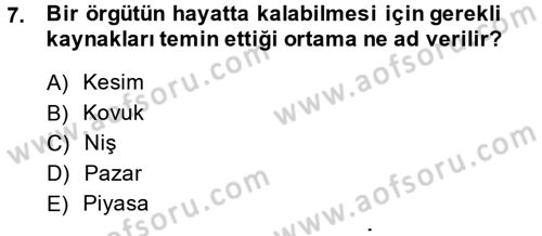 Örgüt Kuramı Dersi 2014 - 2015 Yılı (Final) Dönem Sonu Sınav Soruları 7. Soru