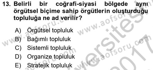 Örgüt Kuramı Dersi 2016 - 2017 Yılı (Vize) Ara Sınav Soruları 13. Soru