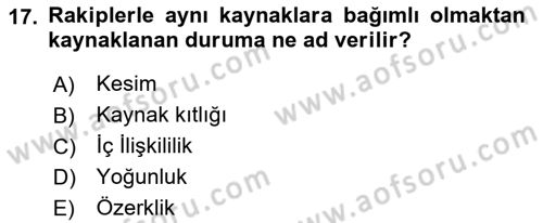 Örgüt Kuramı Dersi 2021 - 2022 Yılı (Vize) Ara Sınavı 17. Soru