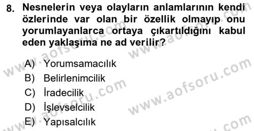 Örgüt Kuramı Dersi 2021 - 2022 Yılı (Vize) Ara Sınavı 8. Soru