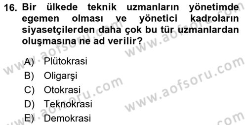 Örgüt Kuramı Dersi 2022 - 2023 Yılı Yaz Okulu Sınavı 16. Soru