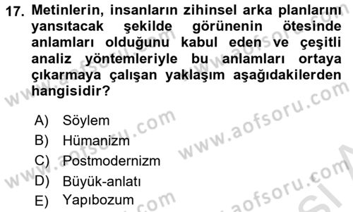 Örgüt Kuramı Dersi 2022 - 2023 Yılı Yaz Okulu Sınavı 17. Soru