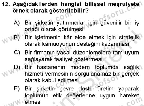 Örgüt Kuramı Dersi 2024 - 2025 Yılı (Final) Dönem Sonu Sınav Soruları 12. Soru