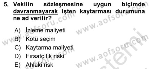 Örgüt Kuramı Dersi 2024 - 2025 Yılı (Final) Dönem Sonu Sınav Soruları 5. Soru