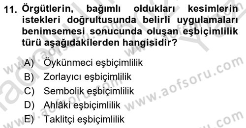 Örgüt Kuramı Dersi 2024 - 2025 Yılı Yaz Okulu Sınav Soruları 11. Soru