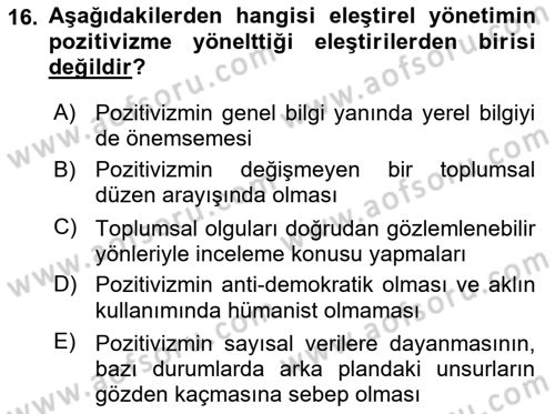Örgüt Kuramı Dersi 2024 - 2025 Yılı Yaz Okulu Sınav Soruları 16. Soru