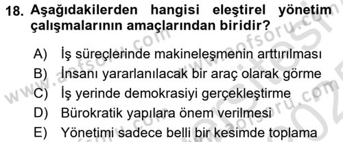 Örgüt Kuramı Dersi 2024 - 2025 Yılı Yaz Okulu Sınav Soruları 18. Soru