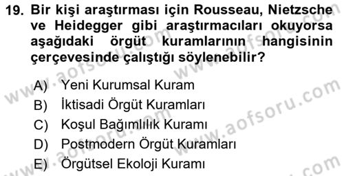 Örgüt Kuramı Dersi 2024 - 2025 Yılı Yaz Okulu Sınav Soruları 19. Soru