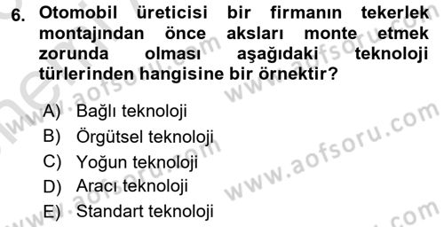 Örgüt Kuramı Dersi 2025 - 2026 Yılı (Vize) Ara Sınav Soruları 6. Soru