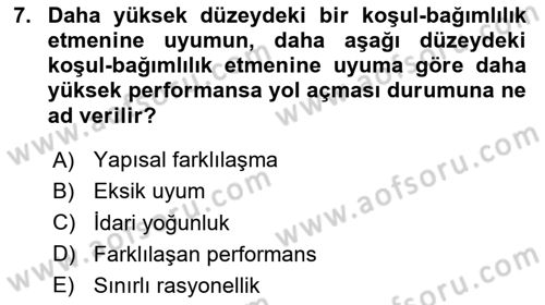 Örgüt Kuramı Dersi 2025 - 2026 Yılı (Vize) Ara Sınav Soruları 7. Soru