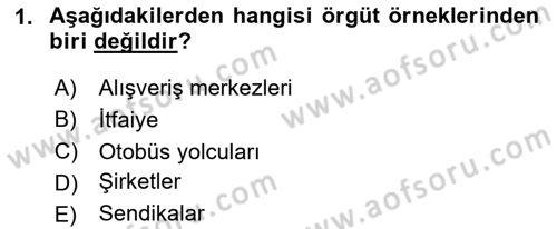 Örgüt Kuramı Dersi 2025 - 2026 Yılı (Final) Dönem Sonu Sınav Soruları 1. Soru