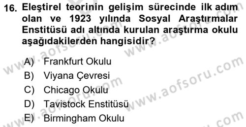 Örgüt Kuramı Dersi 2025 - 2026 Yılı (Final) Dönem Sonu Sınav Soruları 16. Soru