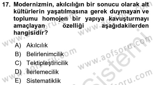 Örgüt Kuramı Dersi 2025 - 2026 Yılı (Final) Dönem Sonu Sınav Soruları 17. Soru