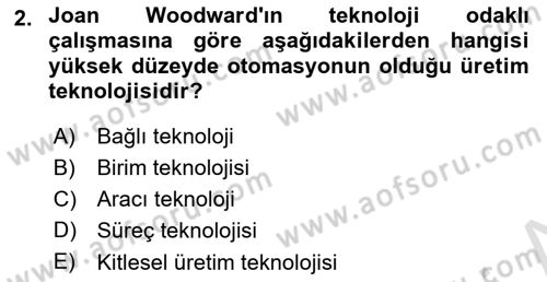 Örgüt Kuramı Dersi 2025 - 2026 Yılı (Final) Dönem Sonu Sınav Soruları 2. Soru