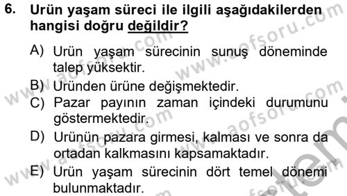 Üretim Yönetimi Dersi 2012 - 2013 Yılı (Vize) Ara Sınavı 6. Soru