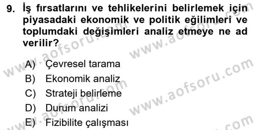Üretim Yönetimi Dersi 2017 - 2018 Yılı (Vize) Ara Sınav Soruları 9. Soru