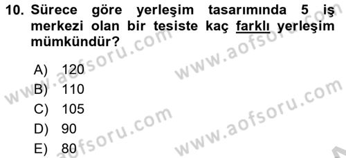 Üretim Yönetimi Dersi 2018 - 2019 Yılı Yaz Okulu Sınav Soruları 10. Soru