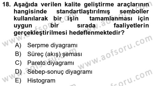 Üretim Yönetimi Dersi 2018 - 2019 Yılı Yaz Okulu Sınav Soruları 18. Soru