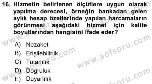 Üretim Yönetimi Dersi 2019 - 2020 Yılı (Final) Dönem Sonu Sınavı 16. Soru