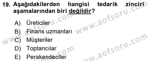 Üretim Yönetimi Dersi 2019 - 2020 Yılı (Final) Dönem Sonu Sınavı 19. Soru