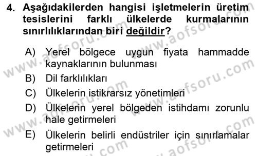 Üretim Yönetimi Dersi 2025 - 2026 Yılı (Final) Dönem Sonu Sınav Soruları 4. Soru