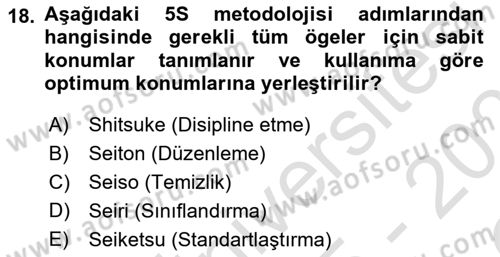 Üretim Yönetimi Dersi 2025 - 2026 Yılı Yaz Okulu Sınav Soruları 18. Soru
