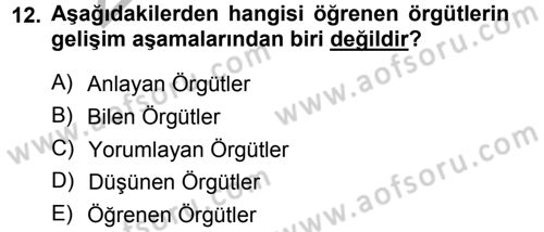 Yönetimde Güncel Yaklaşımlar Dersi 2012 - 2013 Yılı (Vize) Ara Sınav Soruları 12. Soru