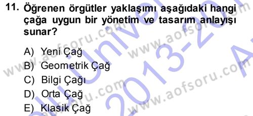 Yönetimde Güncel Yaklaşımlar Dersi 2013 - 2014 Yılı (Vize) Ara Sınav Soruları 11. Soru