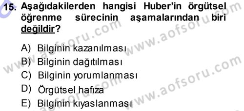 Yönetimde Güncel Yaklaşımlar Dersi 2013 - 2014 Yılı (Vize) Ara Sınav Soruları 15. Soru