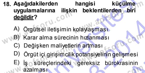Yönetimde Güncel Yaklaşımlar Dersi 2013 - 2014 Yılı (Vize) Ara Sınav Soruları 18. Soru