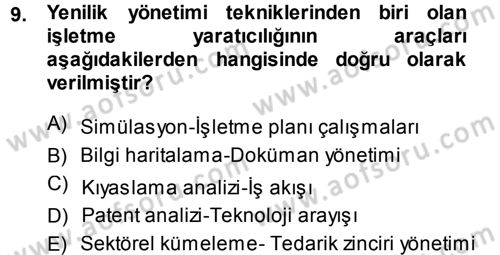 Yönetimde Güncel Yaklaşımlar Dersi 2013 - 2014 Yılı (Vize) Ara Sınav Soruları 9. Soru
