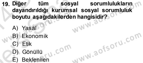 Yönetimde Güncel Yaklaşımlar Dersi 2013 - 2014 Yılı Tek Ders Sınavı 19. Soru