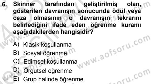 Yönetimde Güncel Yaklaşımlar Dersi 2013 - 2014 Yılı Tek Ders Sınavı 6. Soru