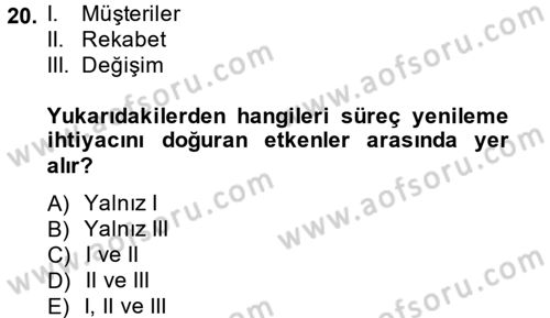 Yönetimde Güncel Yaklaşımlar Dersi 2014 - 2015 Yılı (Vize) Ara Sınav Soruları 20. Soru