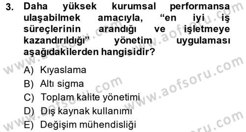 Yönetimde Güncel Yaklaşımlar Dersi 2014 - 2015 Yılı (Vize) Ara Sınavı 3. Soru