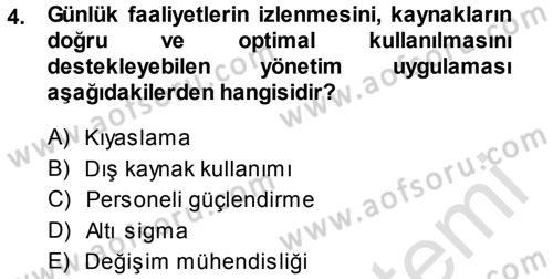 Yönetimde Güncel Yaklaşımlar Dersi 2014 - 2015 Yılı Tek Ders Sınav Soruları 4. Soru