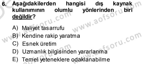 Yönetimde Güncel Yaklaşımlar Dersi 2014 - 2015 Yılı Tek Ders Sınav Soruları 6. Soru