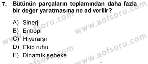 Yönetimde Güncel Yaklaşımlar Dersi 2014 - 2015 Yılı Tek Ders Sınav Soruları 7. Soru