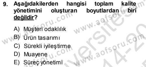 Yönetimde Güncel Yaklaşımlar Dersi 2014 - 2015 Yılı Tek Ders Sınav Soruları 9. Soru