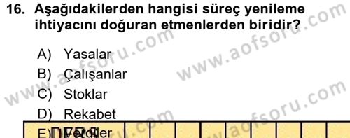 Yönetimde Güncel Yaklaşımlar Dersi 2015 - 2016 Yılı (Vize) Ara Sınav Soruları 16. Soru