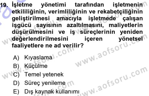 Yönetimde Güncel Yaklaşımlar Dersi 2015 - 2016 Yılı (Vize) Ara Sınav Soruları 19. Soru