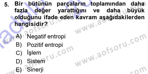 Yönetimde Güncel Yaklaşımlar Dersi 2015 - 2016 Yılı (Vize) Ara Sınav Soruları 5. Soru