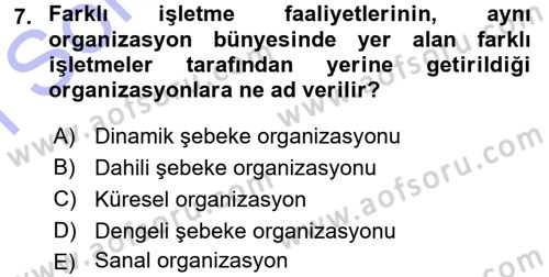 Yönetimde Güncel Yaklaşımlar Dersi 2015 - 2016 Yılı (Final) Dönem Sonu Sınavı 7. Soru