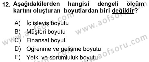 Yönetimde Güncel Yaklaşımlar Dersi 2015 - 2016 Yılı Tek Ders Sınav Soruları 12. Soru