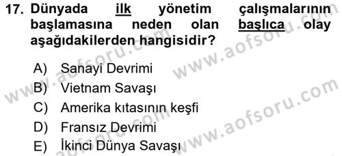 Yönetimde Güncel Yaklaşımlar Dersi 2015 - 2016 Yılı Tek Ders Sınav Soruları 17. Soru
